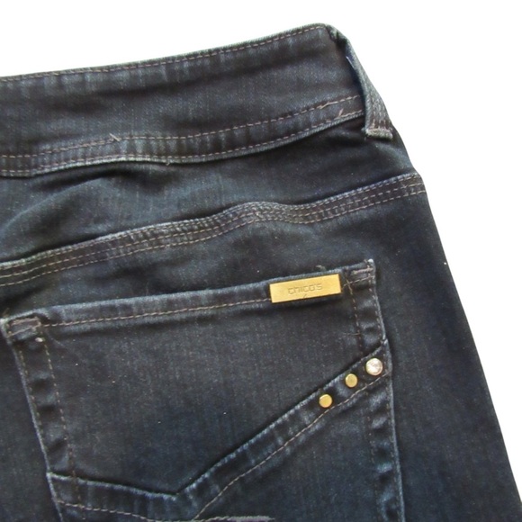 Chicos So Slimming Jeans Size 2 / 12 Dark Wash Straight Leg Mid Rise Classic - Picture 7 of 10